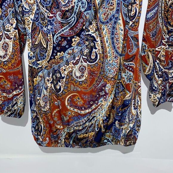 Venus Women's Multicolor Paisley Print Cold Shoulder V-Neck Top Blouse Size XS - Picture 8 of 10